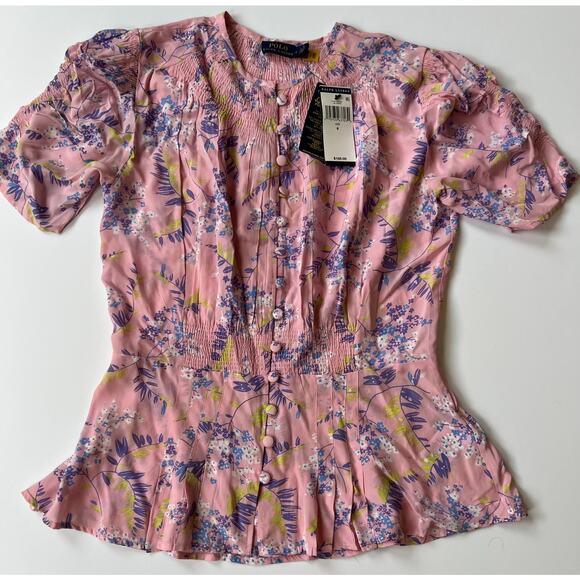Polo by Ralph Lauren Tops - Polo Ralph Lauren Lav Print Pink Floral Top Women's Size 6 New